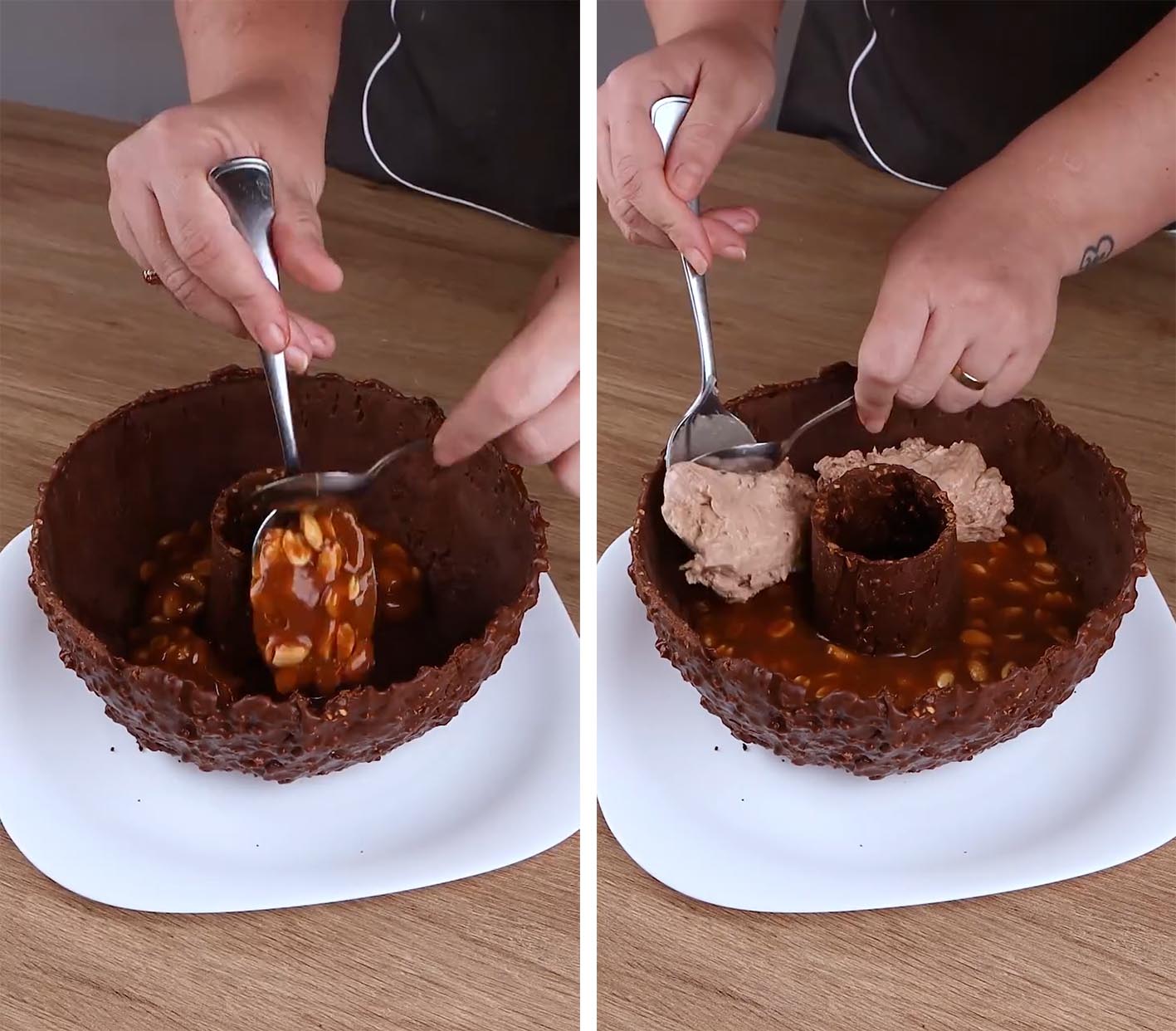 Kέικ σοκολάτας με καραμέλα και φιστίκια βήμα βήμα