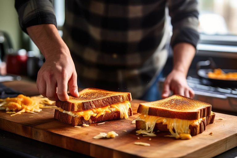 Παραλλαγή του Grilled cheese sandwich και με κρεμμύδια ψητά.