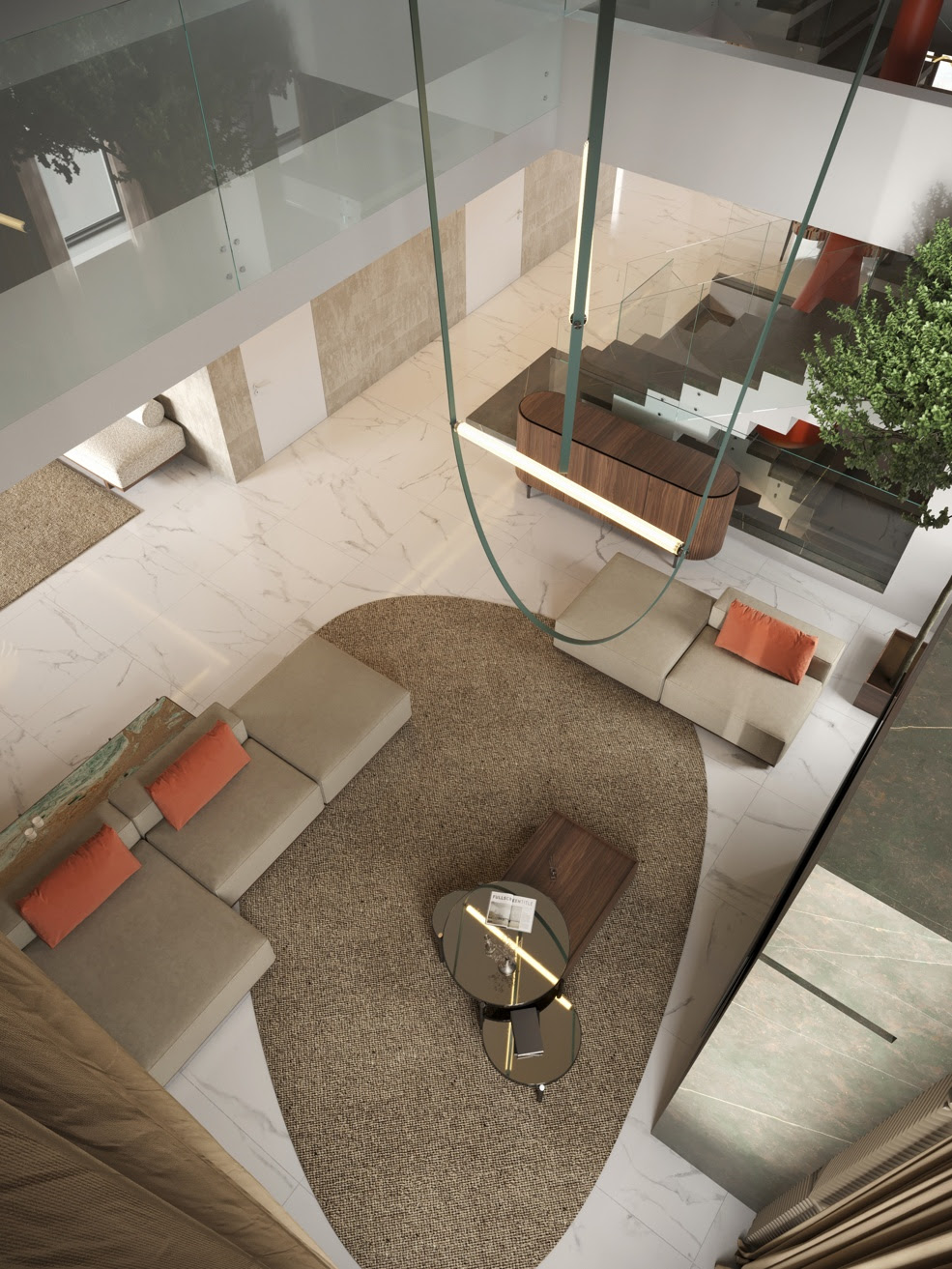 Γήινοι τόνοι και χειροποίητη διακόσμηση σε έναν μαροκινό καθιστικό χώρο. 