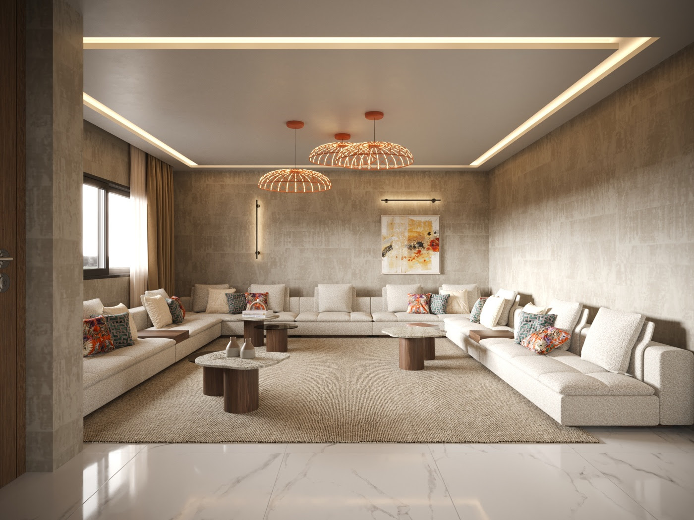 Μαροκινό σαλόνι τσαγιού με σκανδιναβική αύρα και ήπιους τόνους.