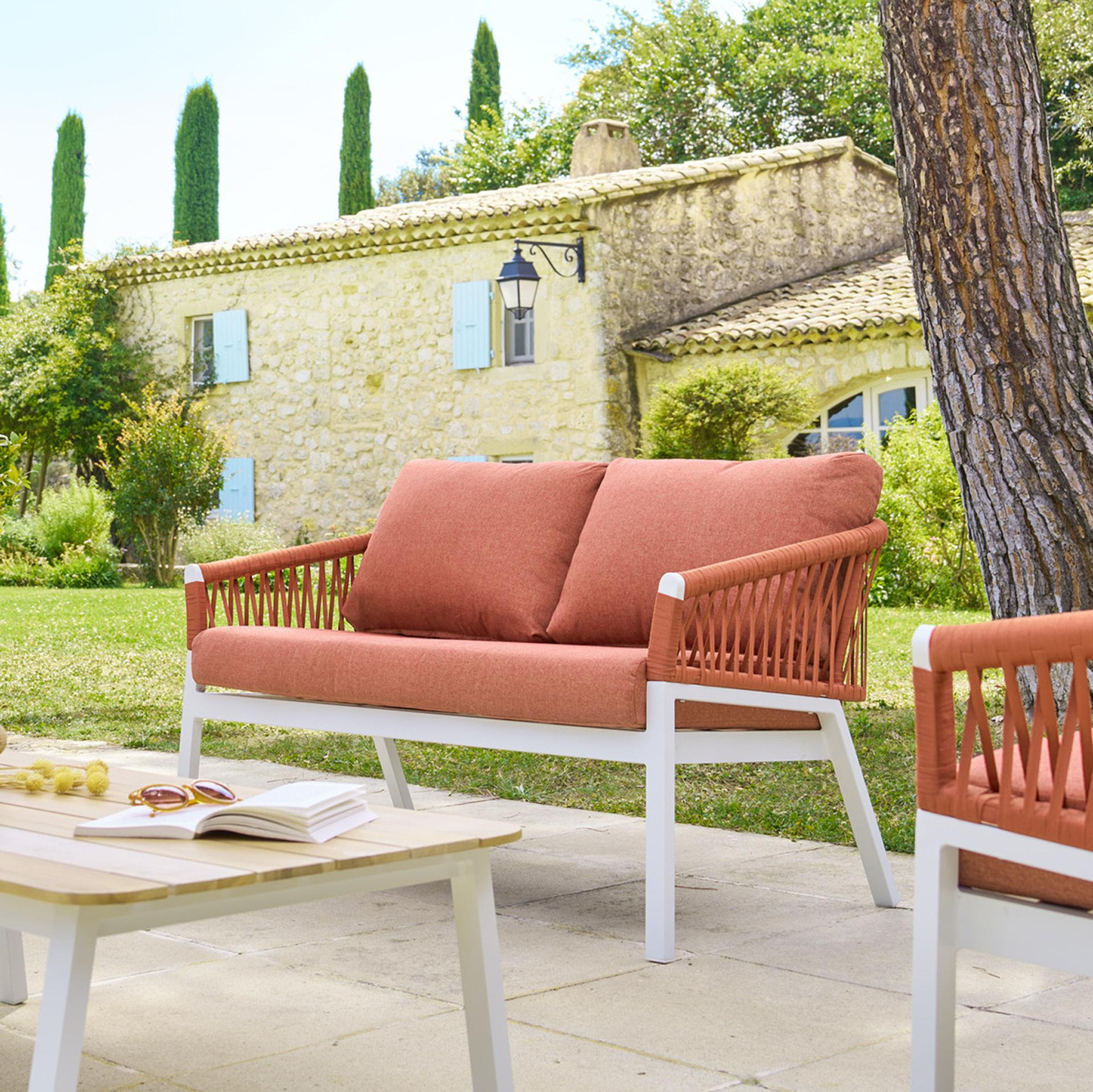 Καναπές κήπου 2 θέσεων Oriengo πορτοκαλί