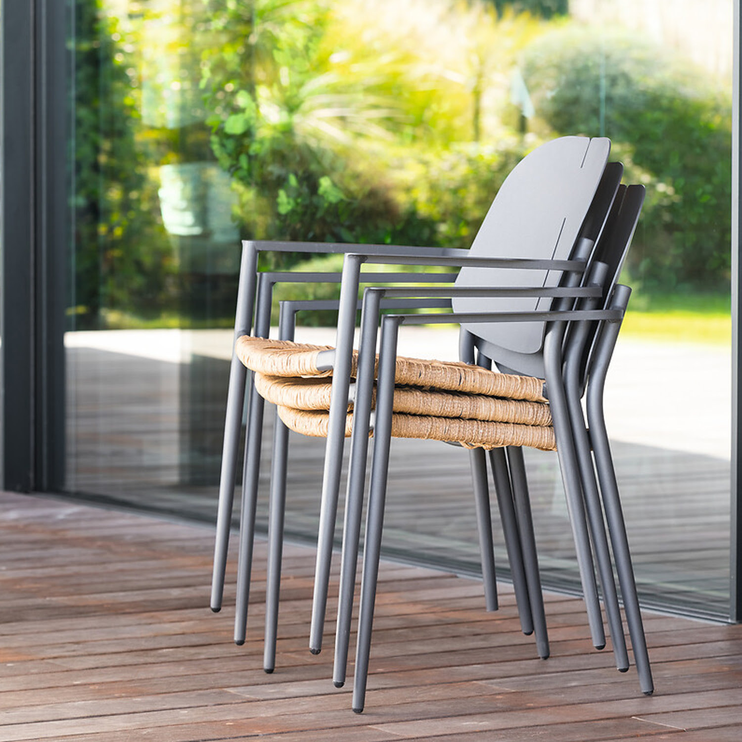 Καρέκλα κήπου με μπράτσα Rubby γκρι