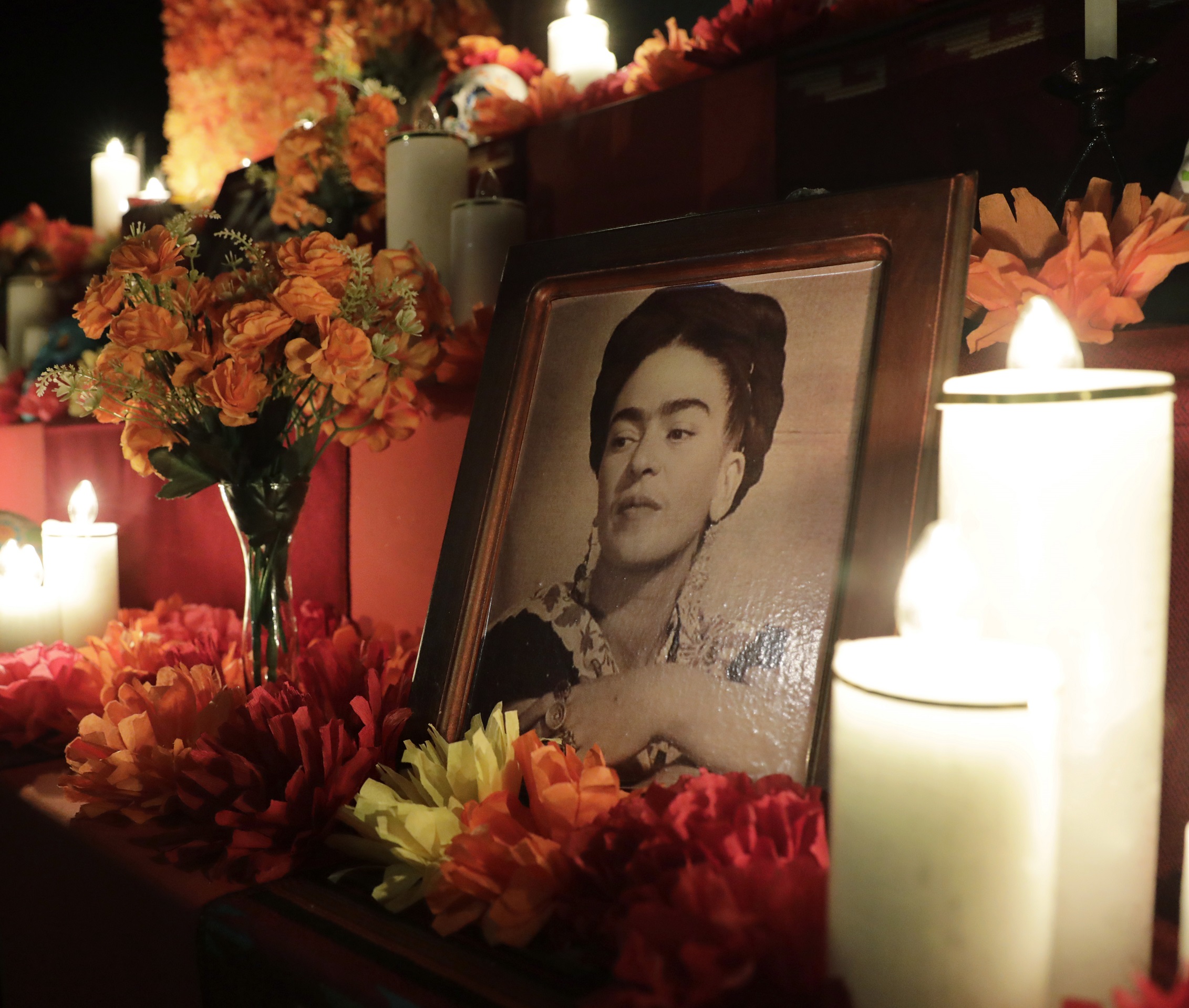 Φωτογραφία από την έκθεση "Frida Kahlo: The Life of an Icon, The Immersive Biography", στο εμπορικό κέντρο Unicentro στην Μπογκοτά, Κολομβία, 10 Ιουλίου 2023