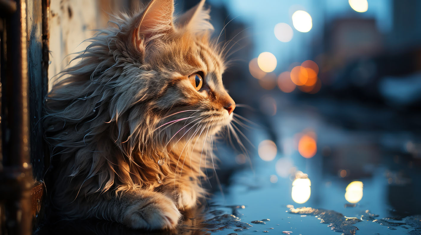 Γάτα χαζεύει από το παράθυρο