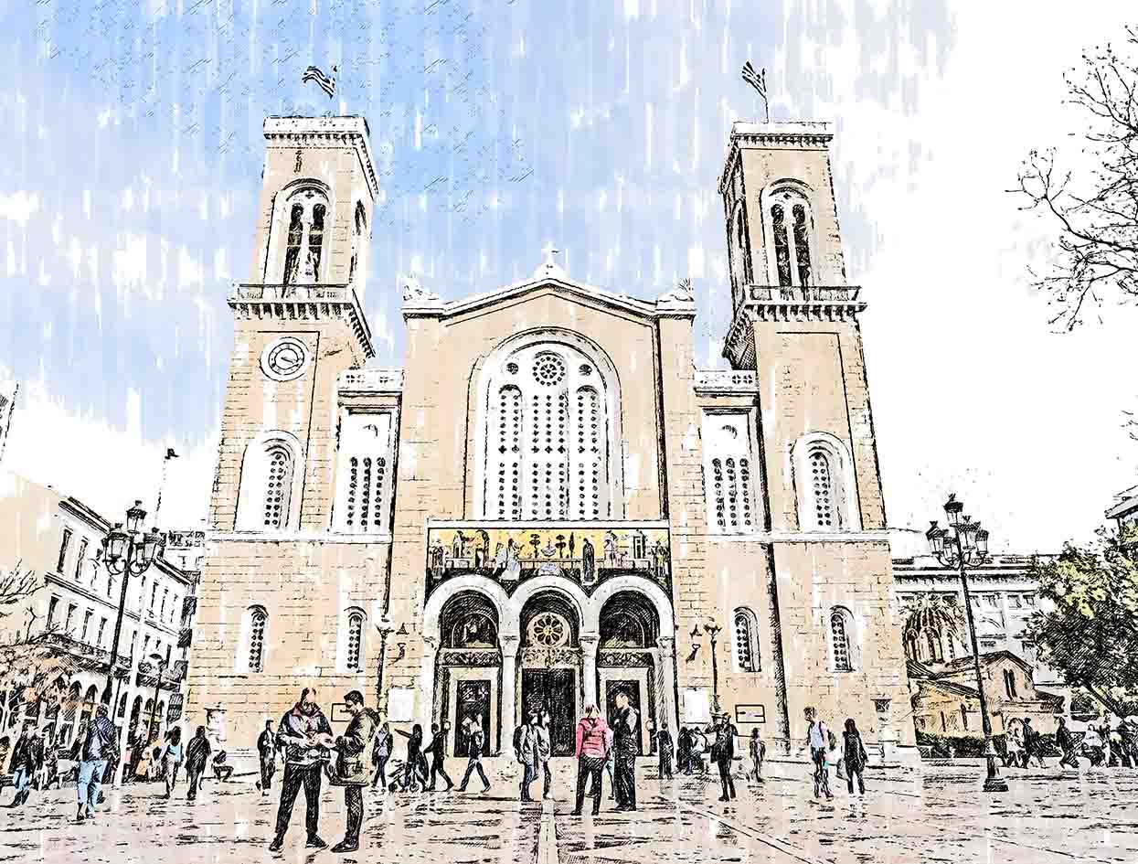 Εκκλησία στην Ελλάδα σε σκίτσο