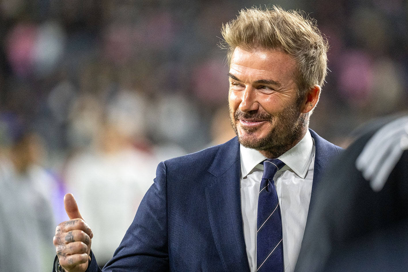 O David Beckham ιδιοκτήτης της Ίντερ Μαϊάμι, πριν από τον αγώνα του Κονκακάφ Τσάμπιονς Κυπέλλου του 2025 εναντίον της Λος Άντζελες ΦΚ στο στάδιο BMO στις 2 Απριλίου 2025 στο Λος Άντζελες της Καλιφόρνια. Η Λος Άντζελες ΦΚ κέρδισε τον αγώνα με 1-0.