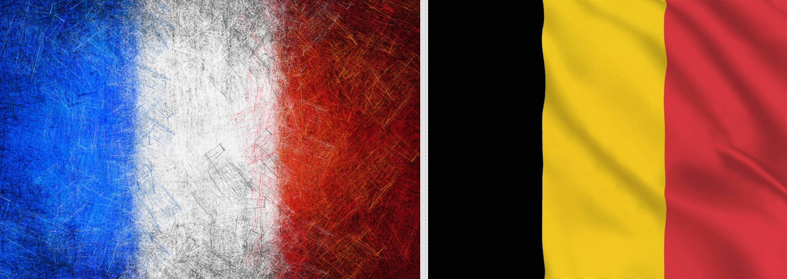 Σημαίες της Γαλλίας αριστερά και του Βελγίου δεξιά.