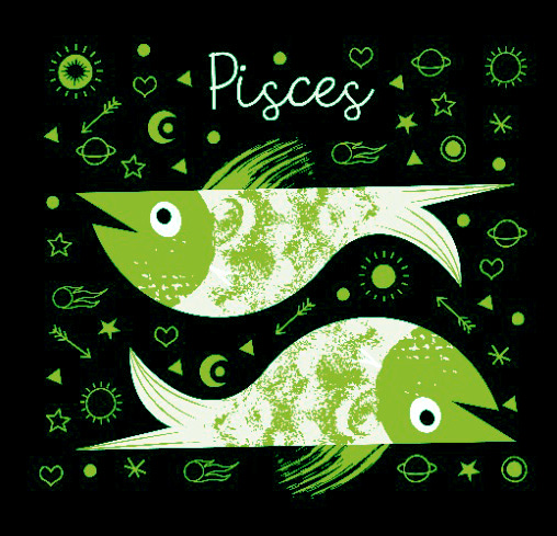 Ζώδιο Ιχθύς. Το ζώδιο του Ιχθύος σε απεικόνιση σκίτσου