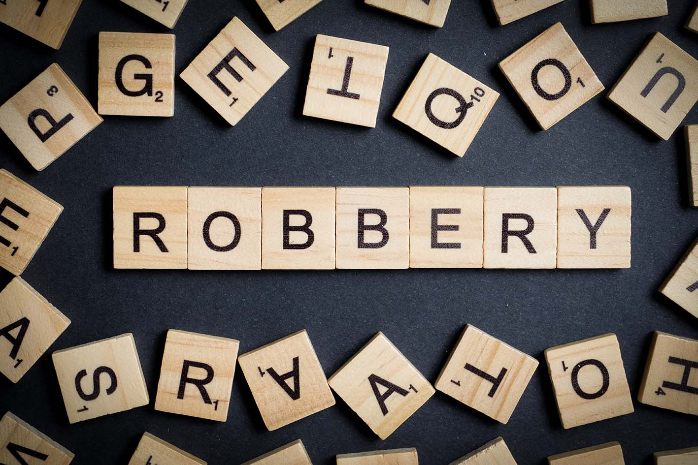 Η λέξη ληστεία στα αγγλικά robbery με κύβους