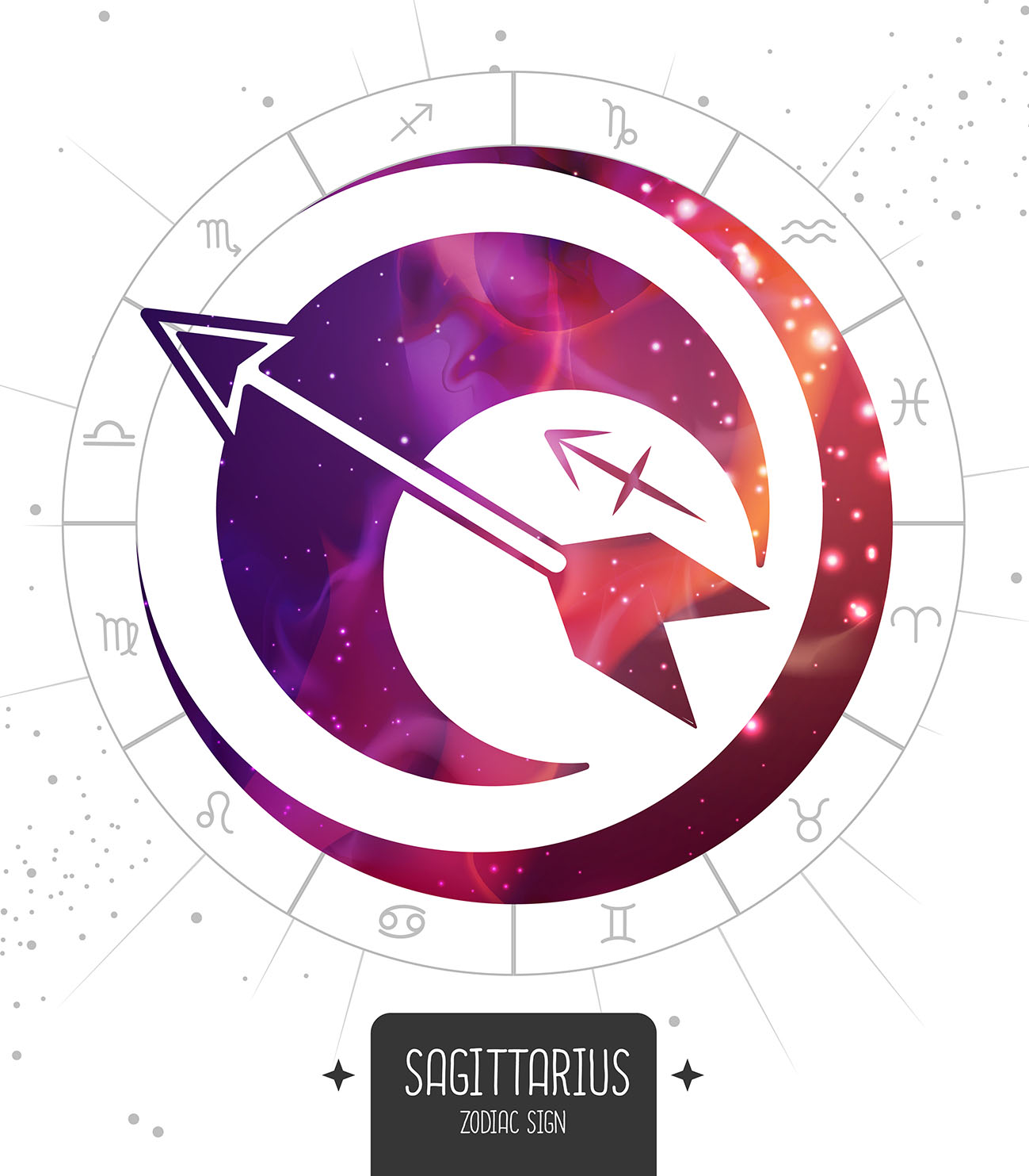 Aστρολογικές προβλέψεις σε σκίτσο για το ζώδιο του Τοξότη.