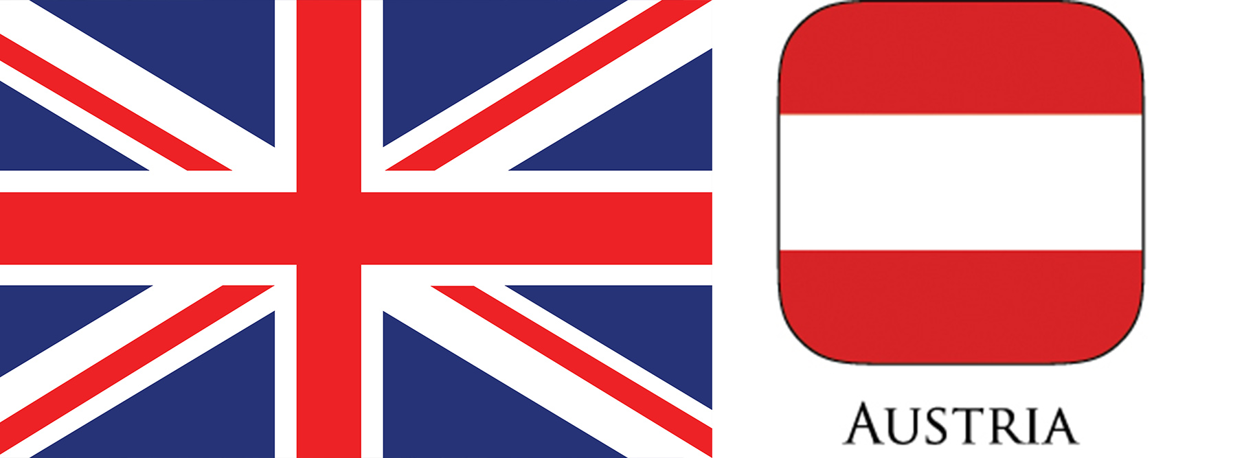 Οι σημαίες του Ηνωμένου Βασιλείου και της Αυστρίας