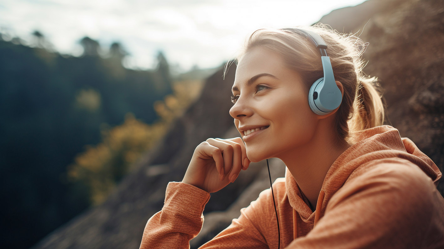 Γυναίκα ακούει μουστική