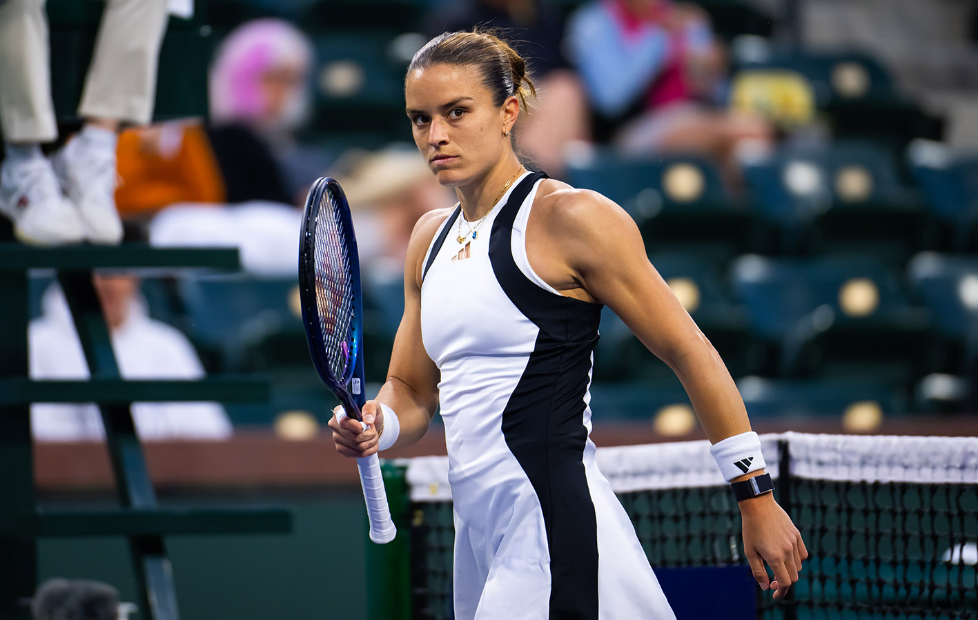 H Μαρία Σάκκαρη σε αγώνα εναντίον της Καρολάιν Γκαρσία από τη Γαλλία στον τρίτο γύρο της 9ης ημέρας του BNP Paribas Open στο Indian Wells Tennis Garden στις 11 Μαρτίου 2024 στο Indian Wells της Καλιφόρνια. (