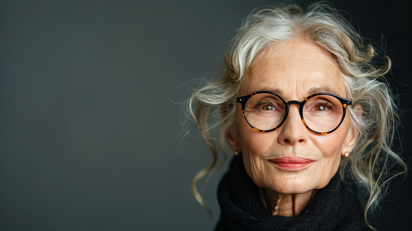 Γυναίκα μεγάλης ηλικίας γιαγιά ακολουθεί τη μόδα.