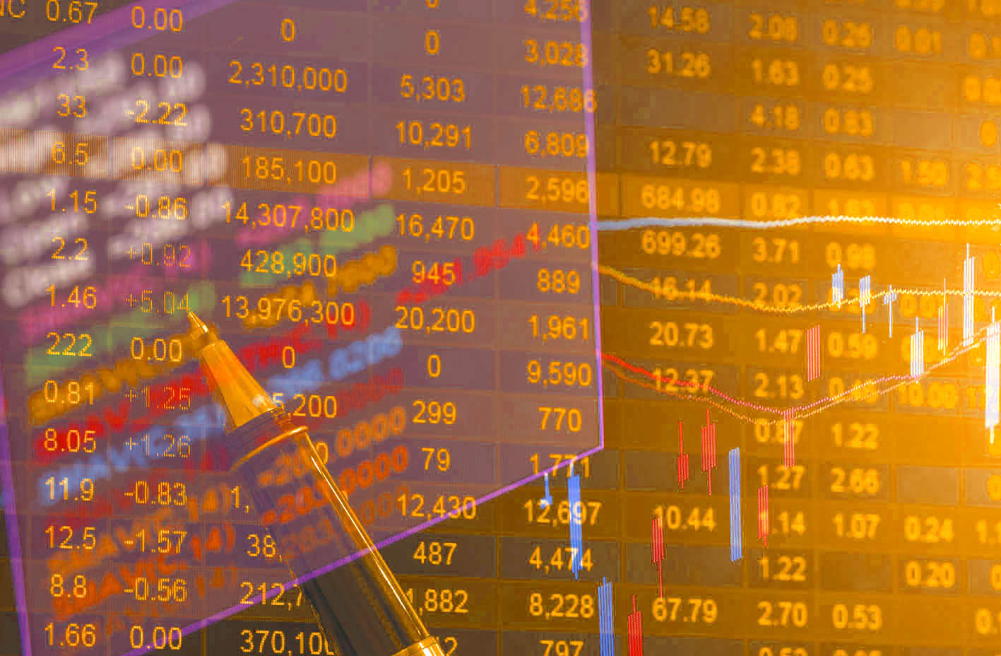 δεδομένα χρηματιστηρίου στην έννοια της οθόνης LED