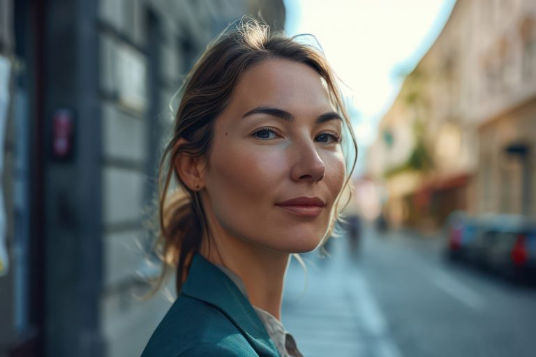 Γυναίκα σοβαρή έξω