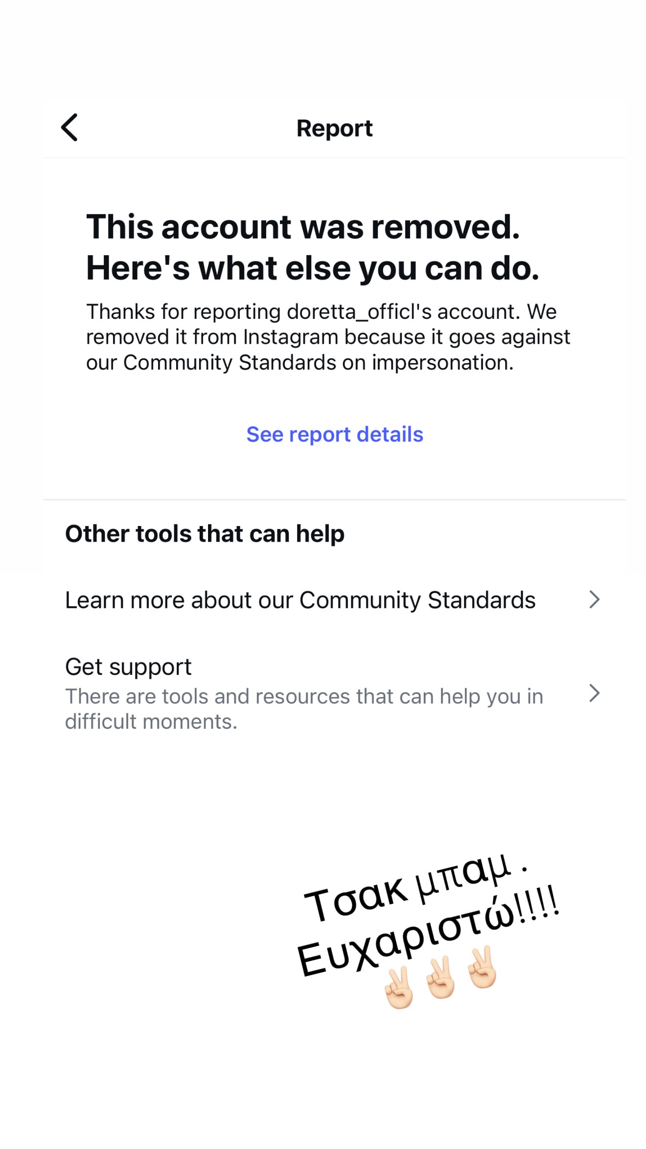 Κατέβηκε ο Fake λογαριασμός της Ντορέττας Παπαδημητρίου στο Instagram