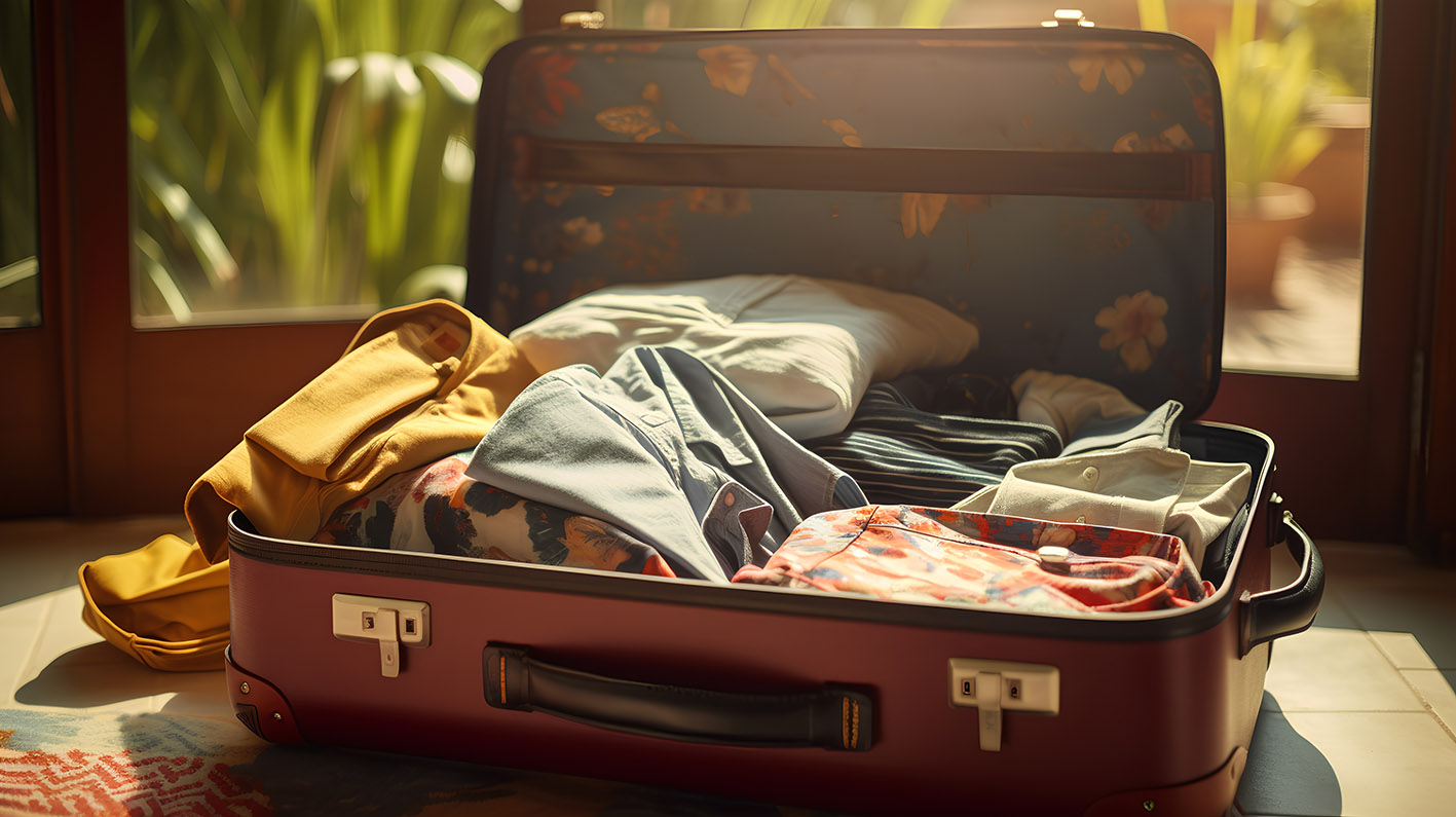 Βαλίτσα με ρούχα κόνσεπτ διακοπές