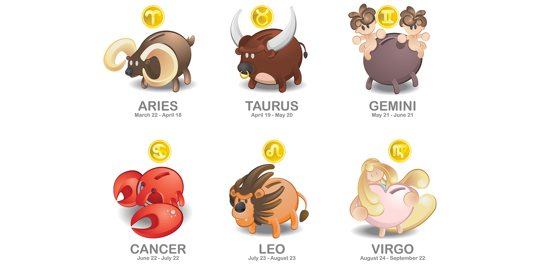 Tα έξι πρώτα ζώδια σε σκίτσα με ζώα