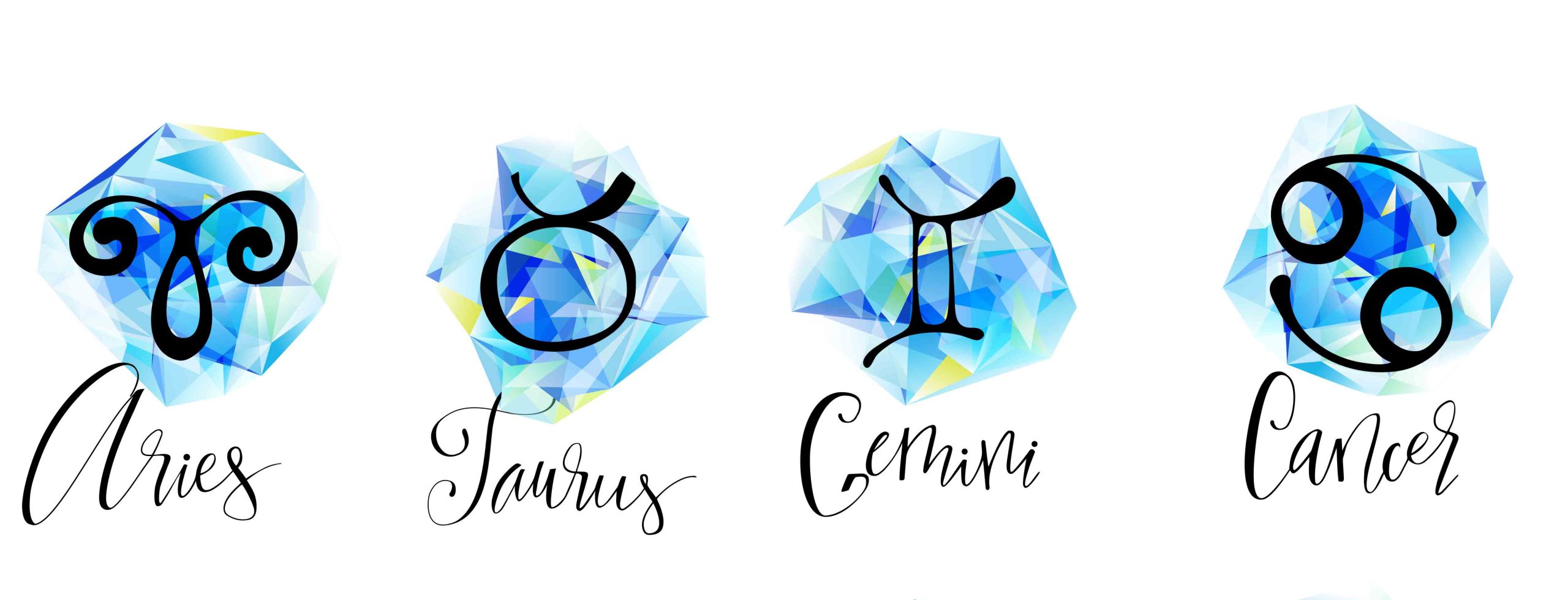 Τέσσερα ζώδια σε σκίτσα Κριός Ταύρος Δίδυμοι Καρκίνος