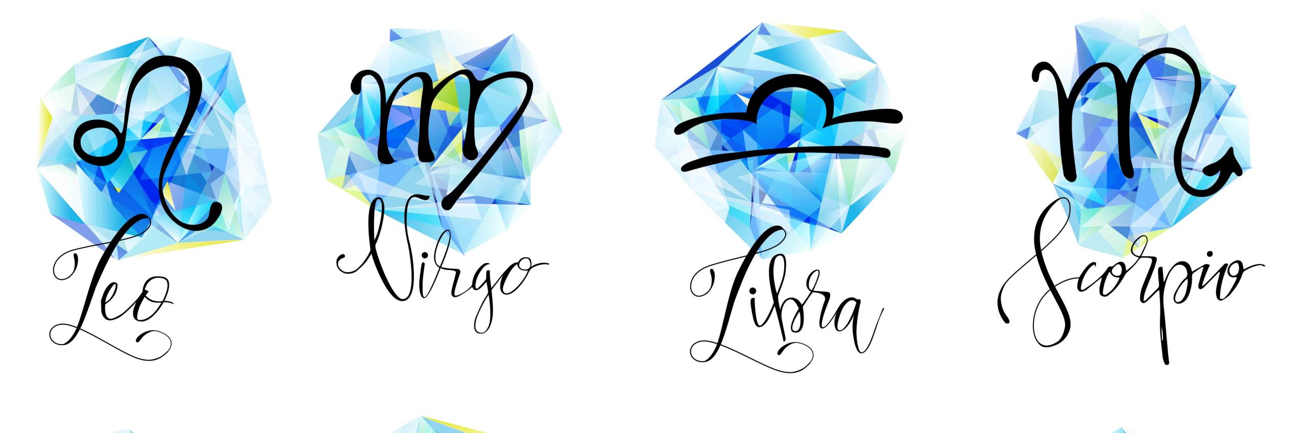 Τέσσερα ζώδια σε σκίτσα Λέων, Παρθένος, Ζυγός, Σκορπιός