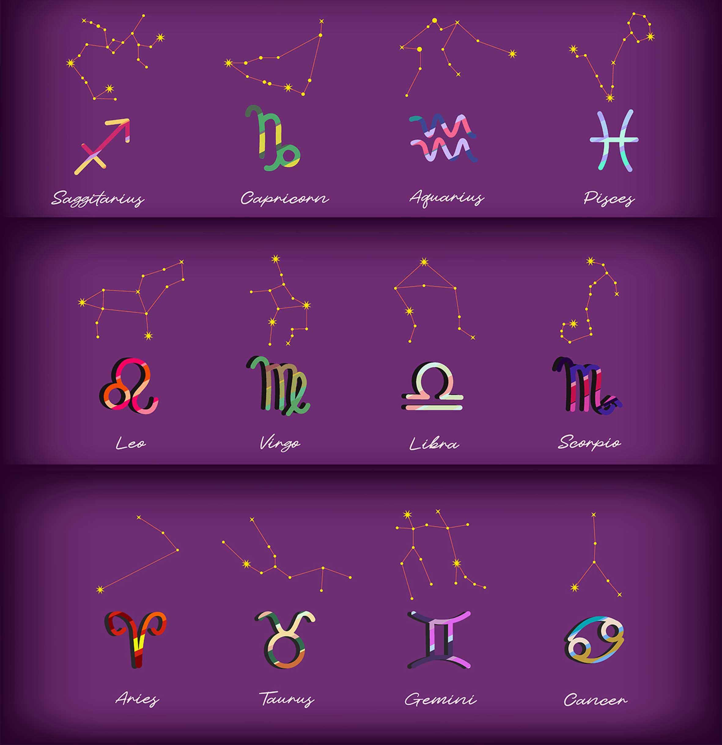 Tα δώδεκα ζώδια σε σκίτσα