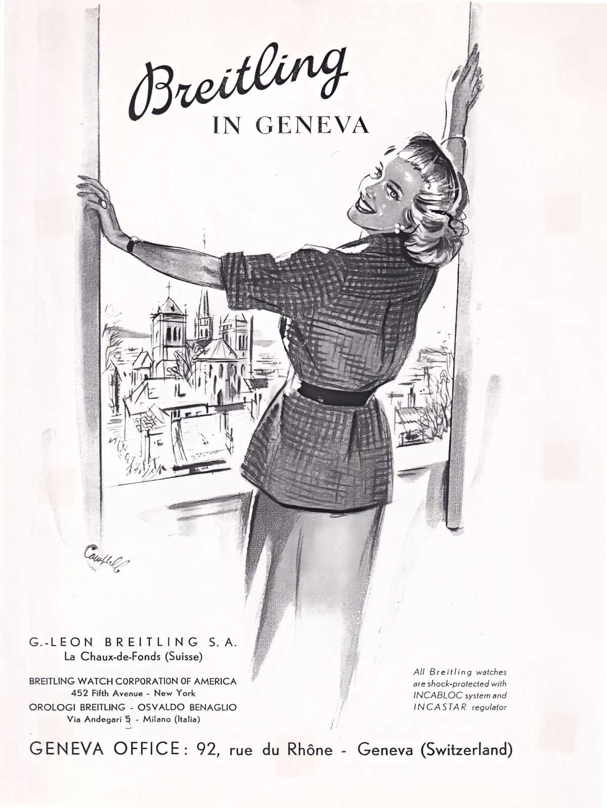 Διαφήμιση της Βreitling στα γραφεία της Γενεύης το 1950. 