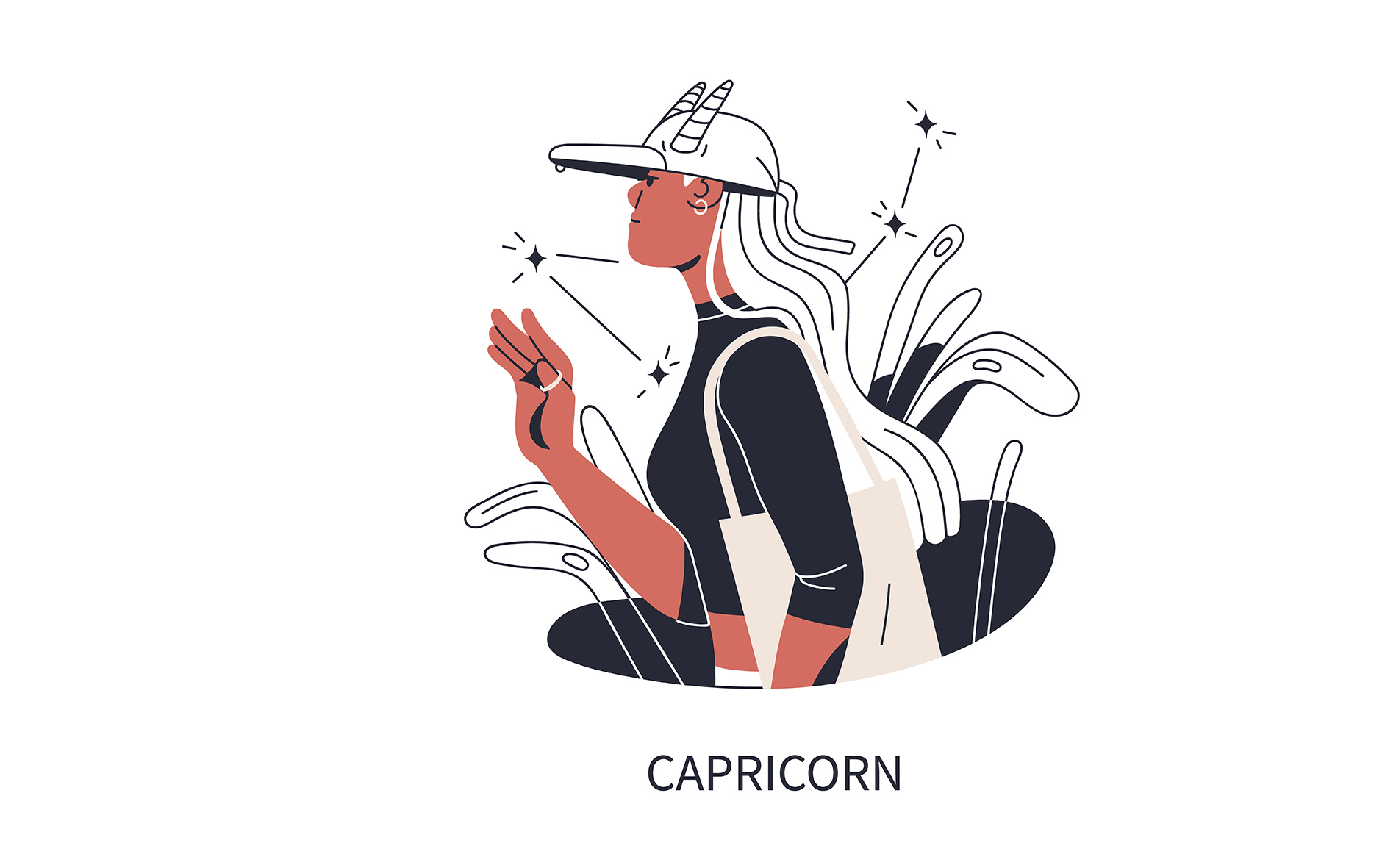 Το ζώδιο του Αιγόκερου σε σκίτσο γυναίκας