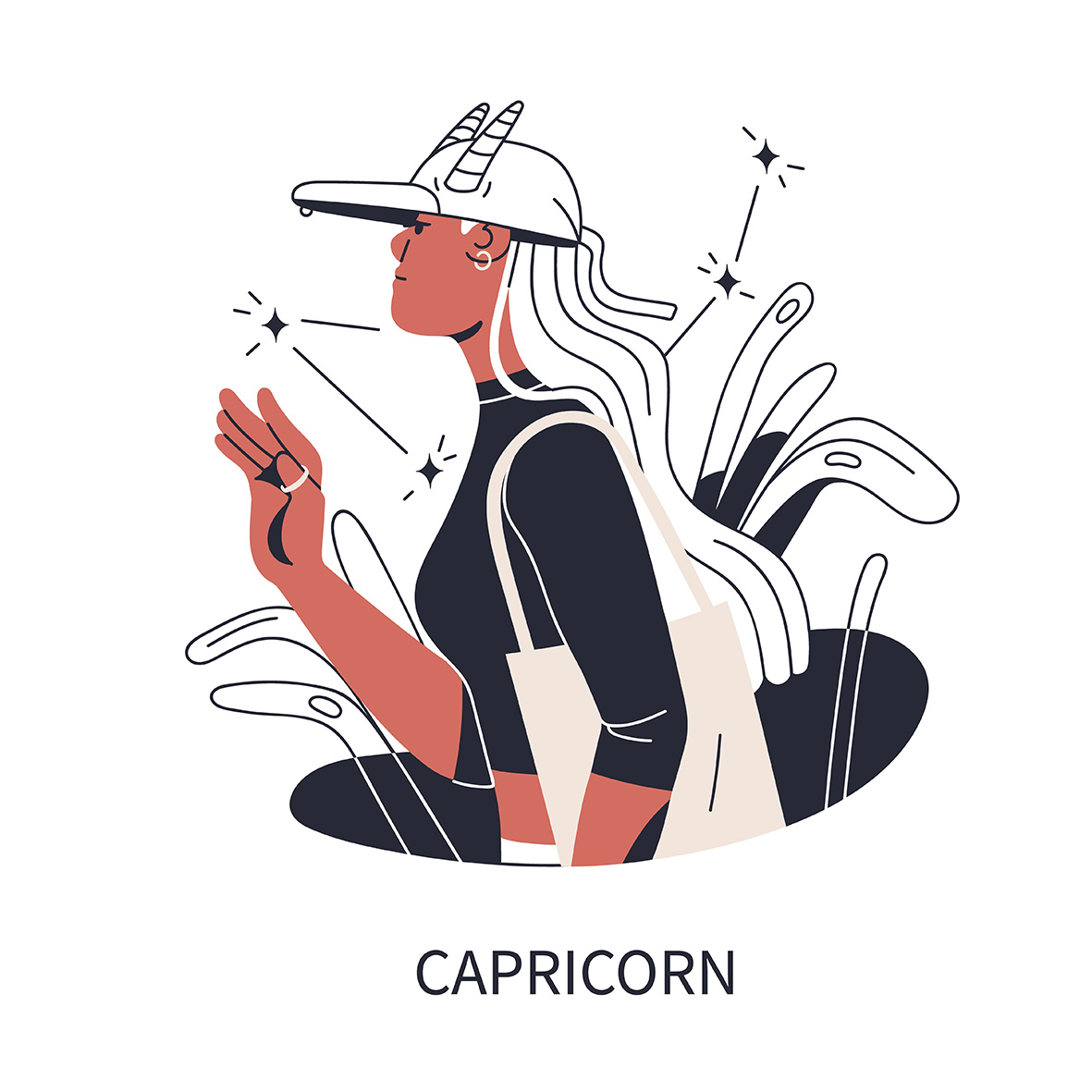 Το ζώδιο του Αιγόκερου σε σκίτσο γυναίκας