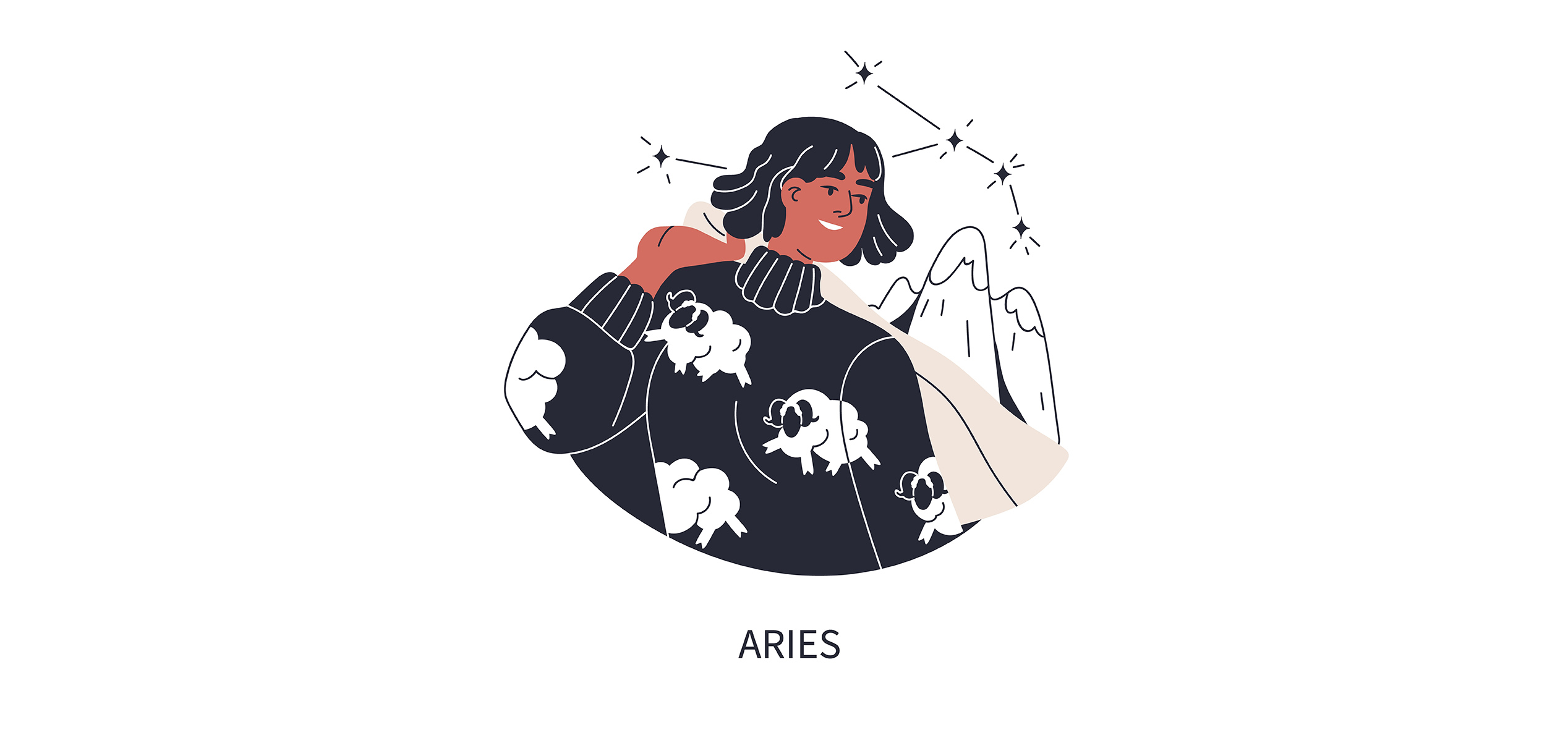 Το ζώδιο του Κριού σε σκίτσο γυναίκας