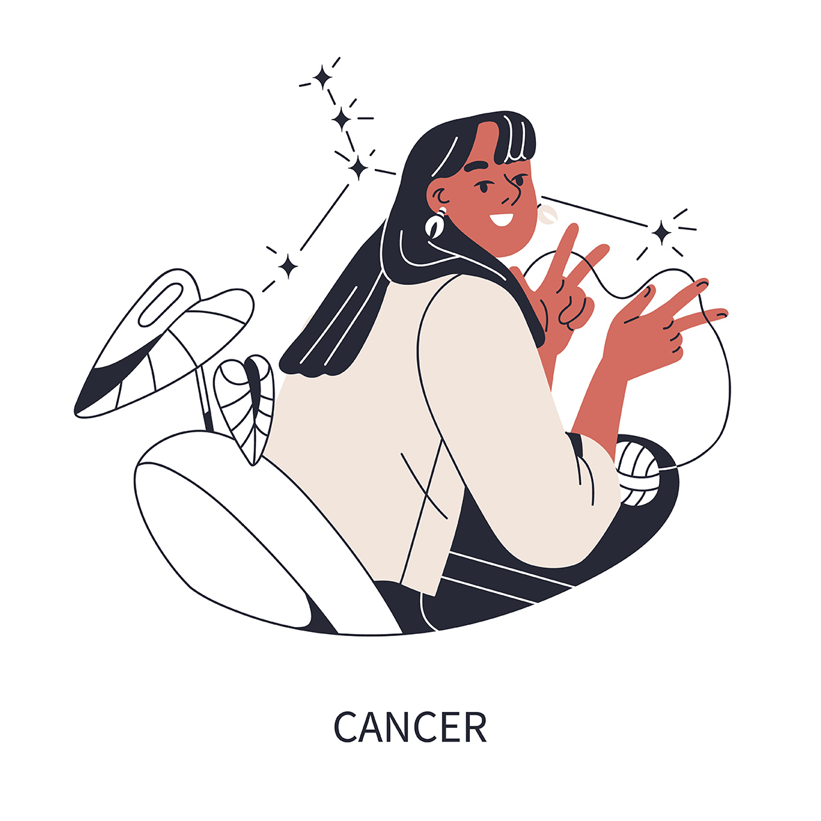 Το ζώδιο του Καρκίνου σε σκίτσο γυναίκας