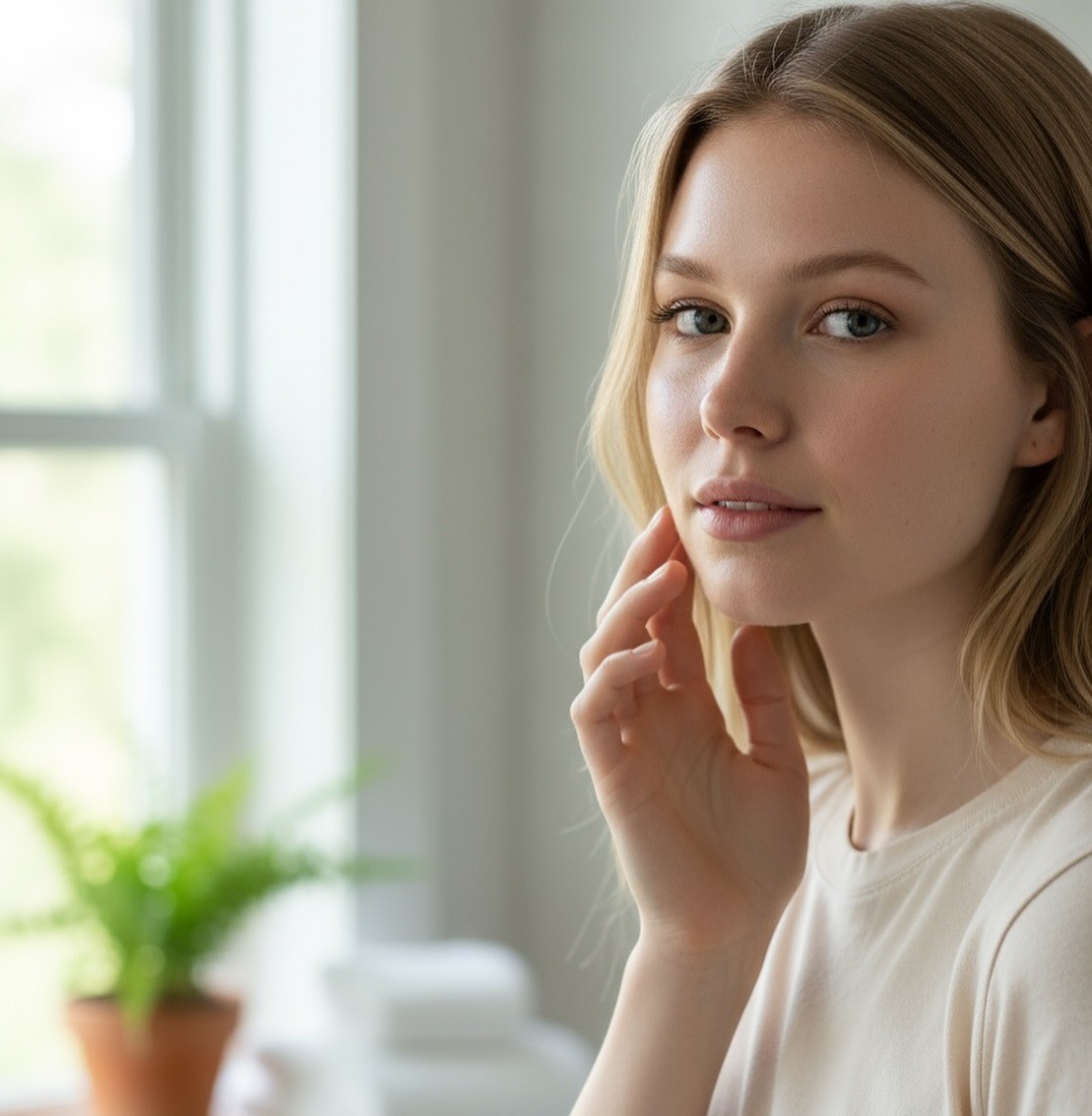 Κοπέλα που κάνει skincare