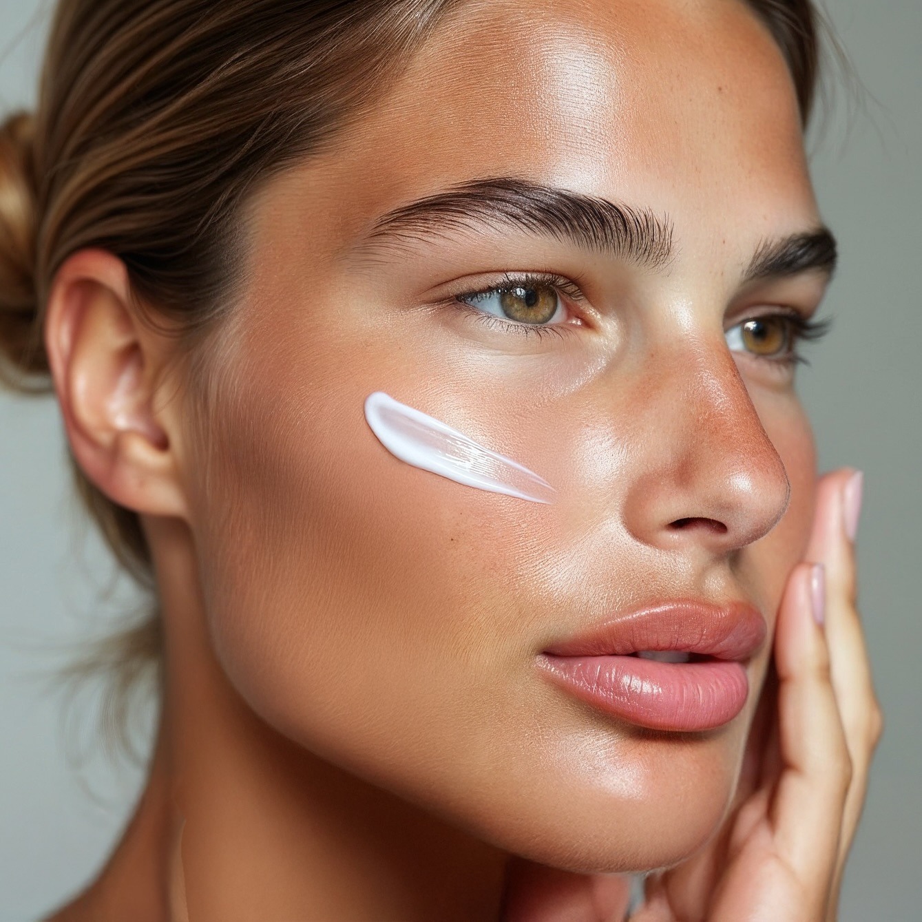 Κοπέλα με κρέμα στο πρόσωπό της