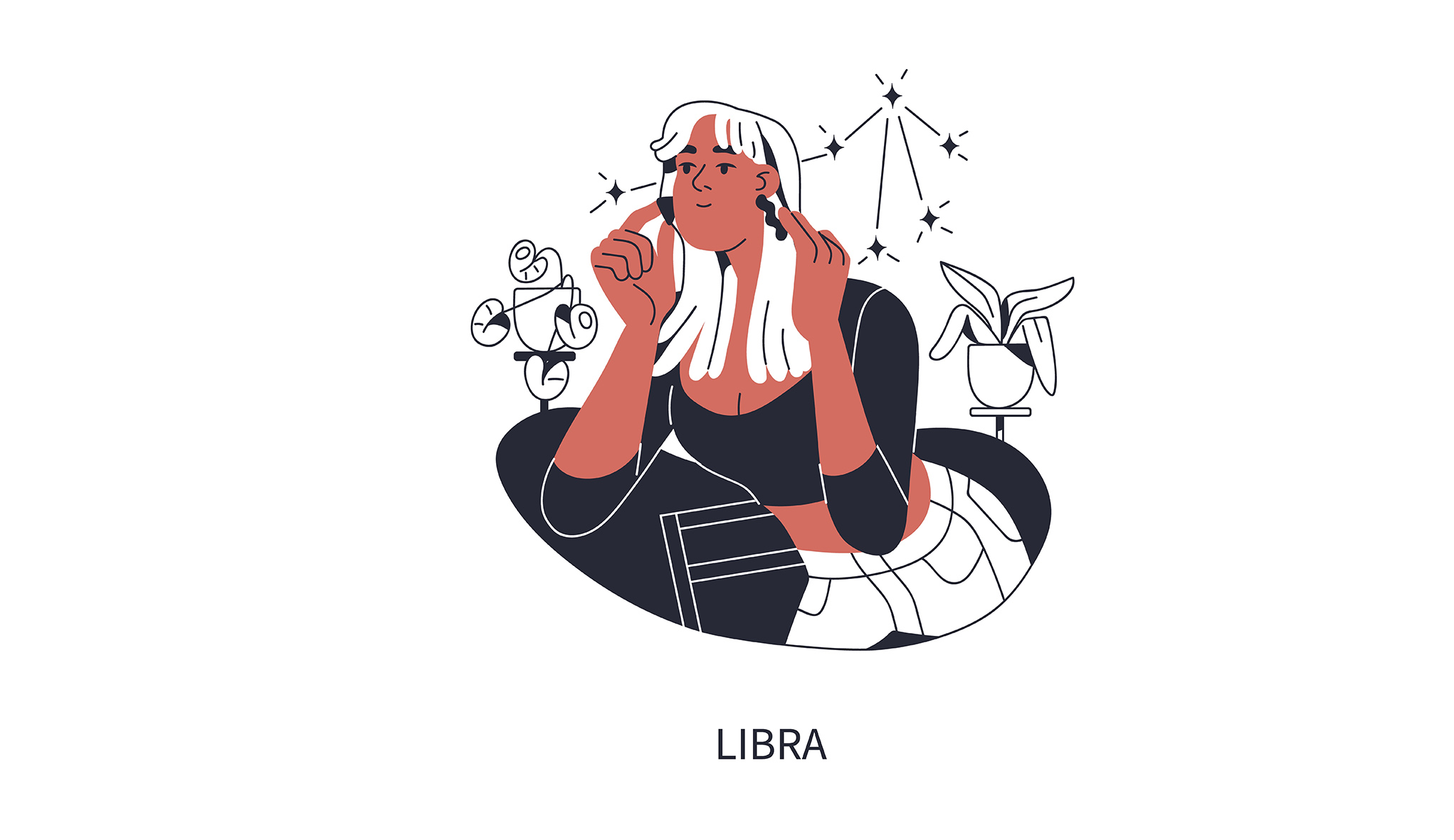 Το ζώδιο του Ζυγού σε σκίτσο γυναίκας