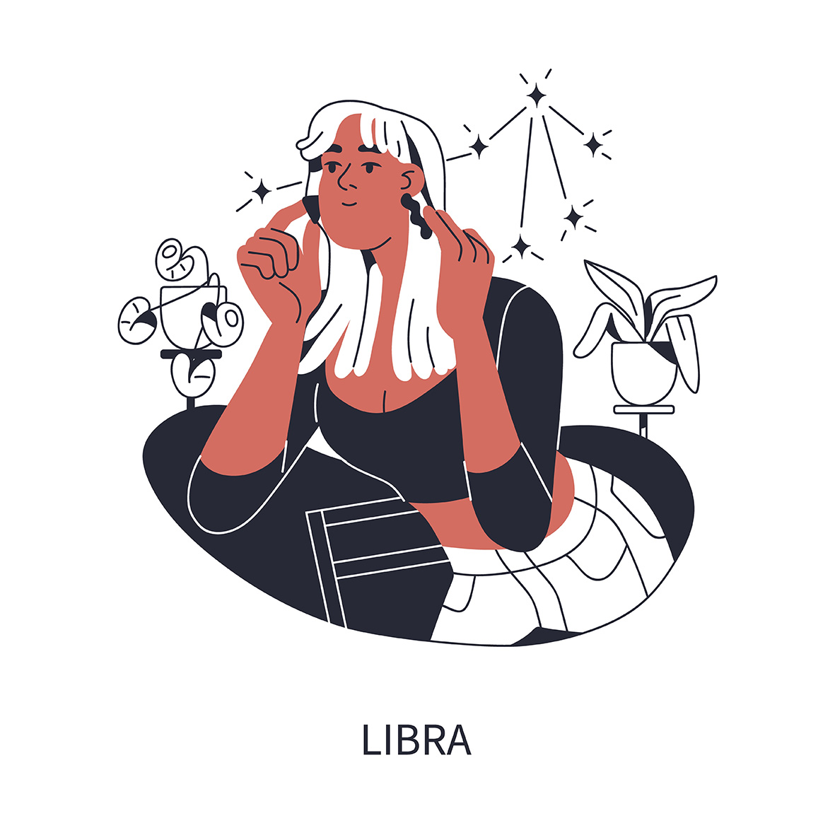 Το ζώδιο του Ζυγού σε σκίτσο γυναίκας