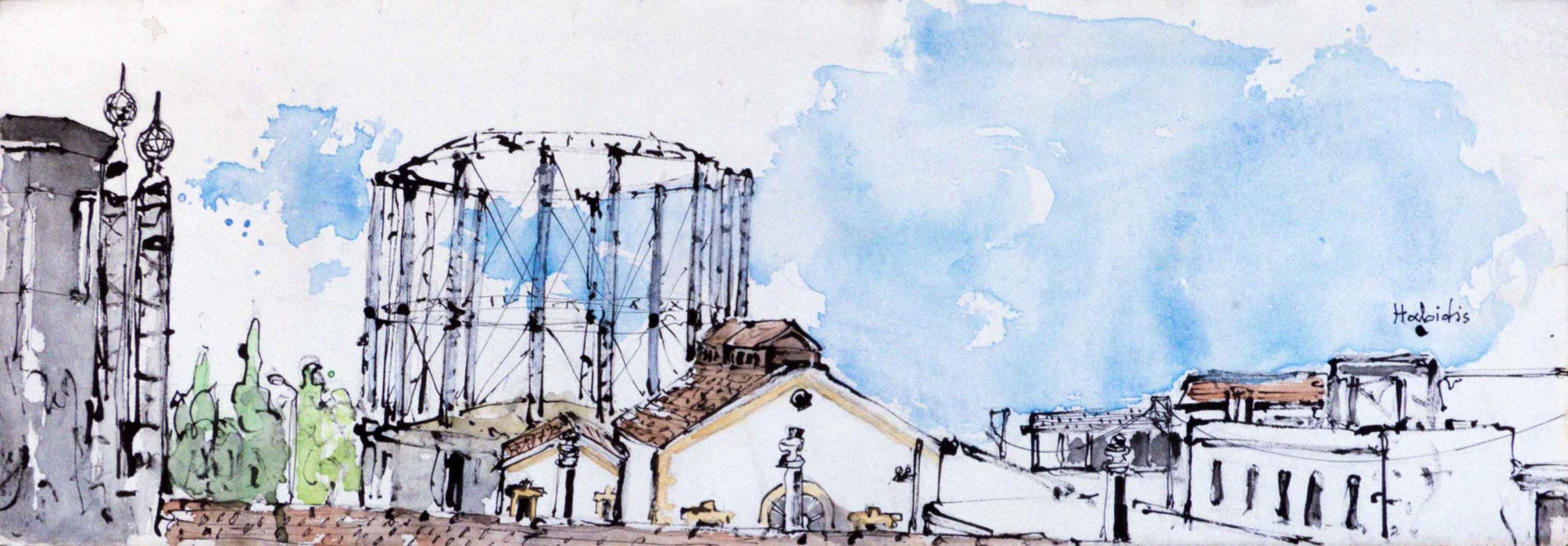 Ακουαρέλα του Πάβλου Χαμπίδη - Γκάζι.