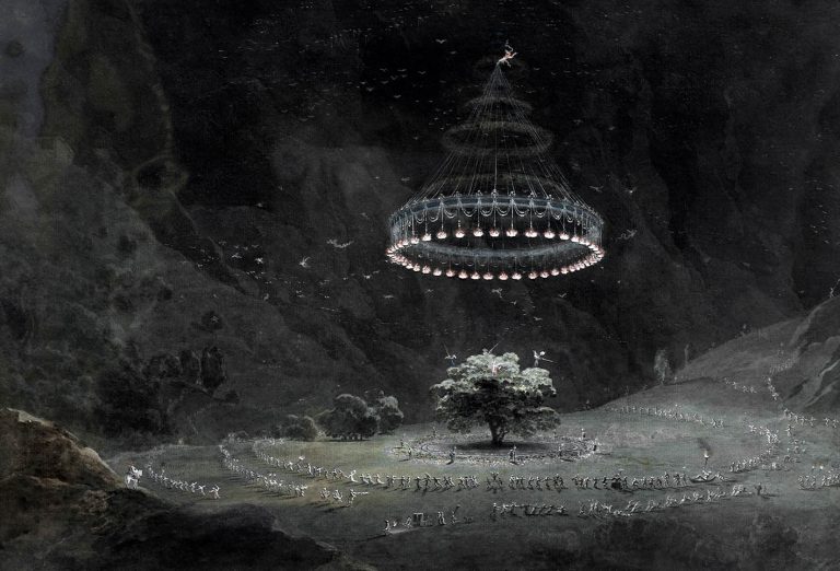 Giuseppe Pietro Bagetti. 1764-1831. Η καρυδιά του Μπενεβέντο (Σάββατο των μαγισσών) 1822-1826. ακουαρέλα σε χαρτί. εκ. 48 x 27.