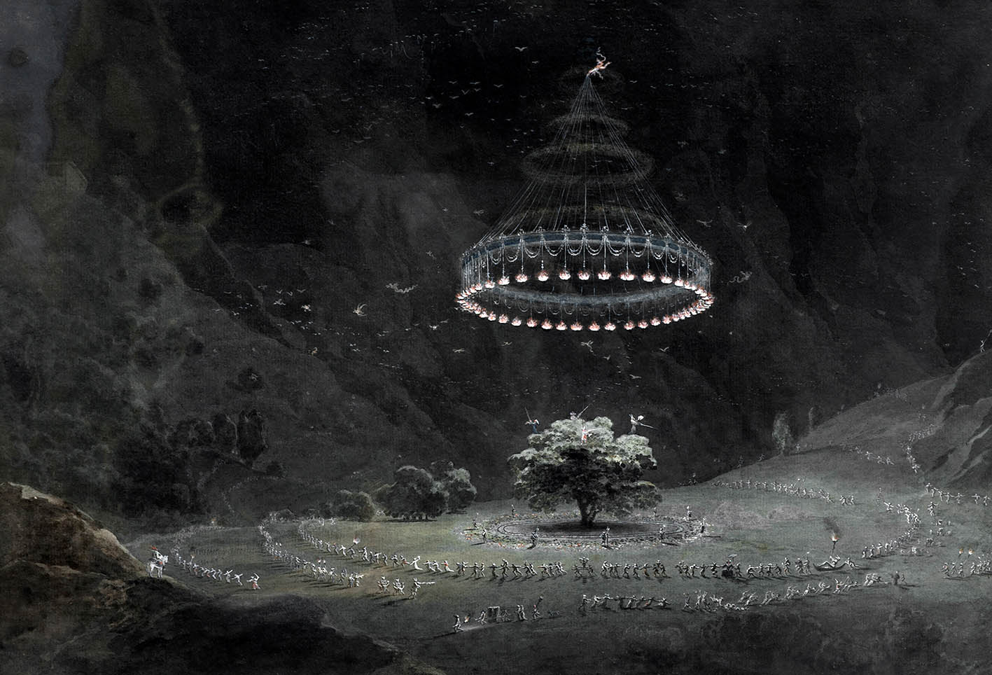 Giuseppe Pietro Bagetti. 1764-1831. Η καρυδιά του Μπενεβέντο (Σάββατο των μαγισσών) 1822-1826. ακουαρέλα σε χαρτί. εκ. 48 x 27.