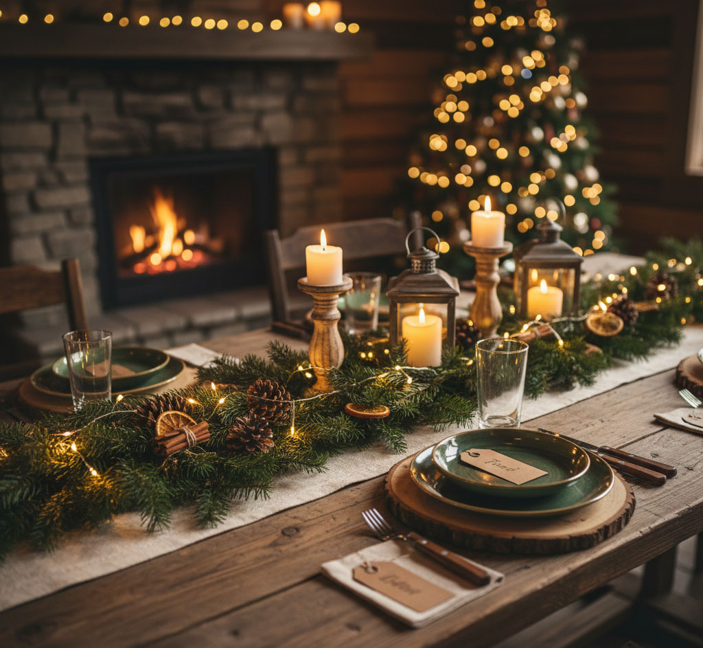 Χριστουγεννιάτικη διακόσμηση στο τραπέζι