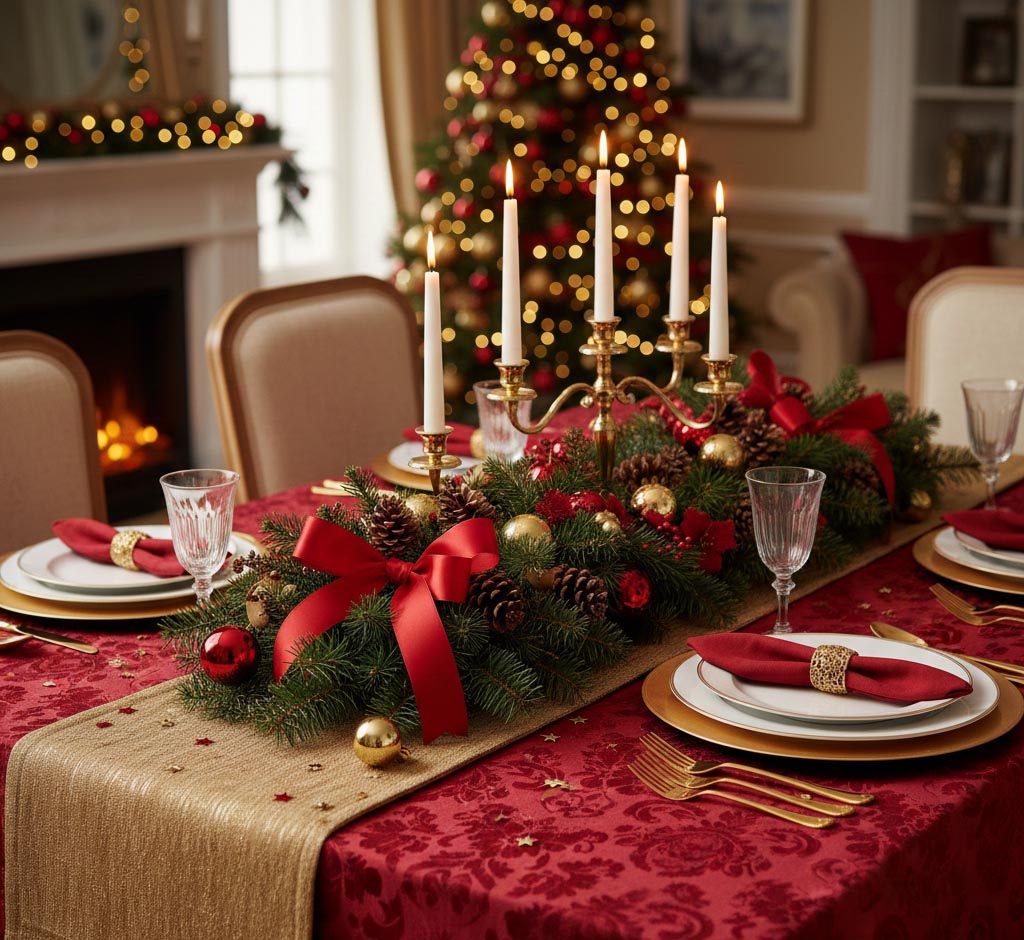 Χριστουγεννιάτικη διακόσμηση στο τραπέζι