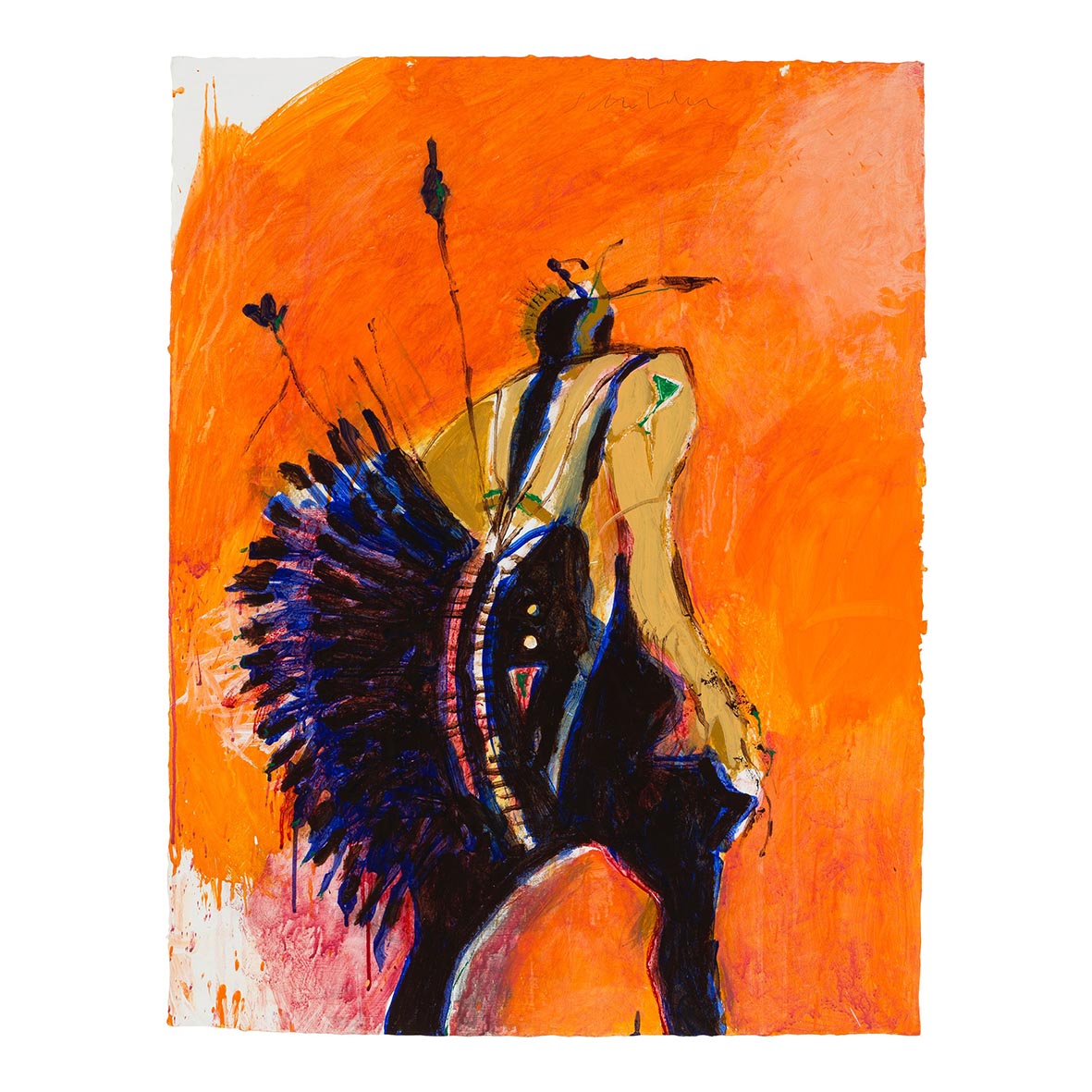 Fritz Scholder, Dancer (Χορευτής), 1994, ακρυλικό σε χαρτί, 80 x 102,9 εκ.. Πωλήθηκε για 152.900 δολάρια.