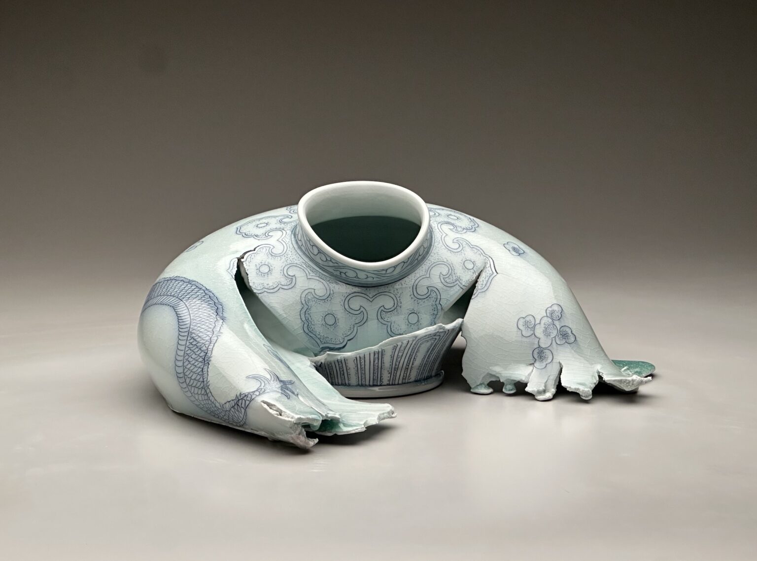 Folded Jar with Dragon, 2025, by Steven Young Lee presented by Duane Reed Gallery.