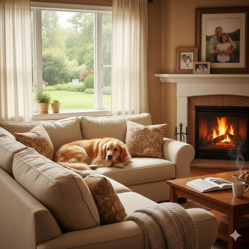 Σκύλος στον καναπέ ξαπλωμένος