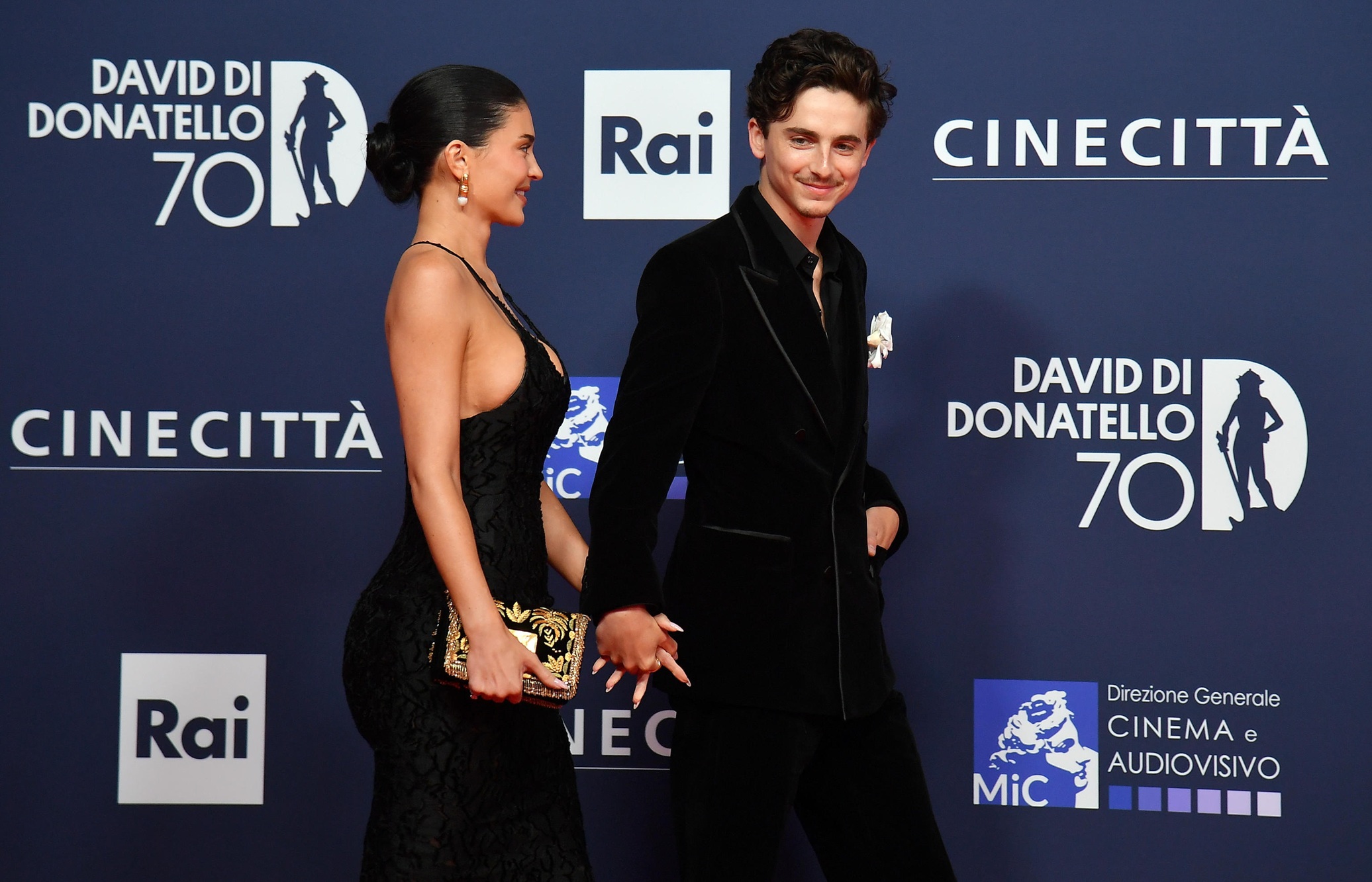 O Timothee Chalamet και ο Kylie Jenner στα 70ά David di Donatello Awards στα στούντιο της Cinecitta στη Ρώμη, 7 Μαΐου 2025