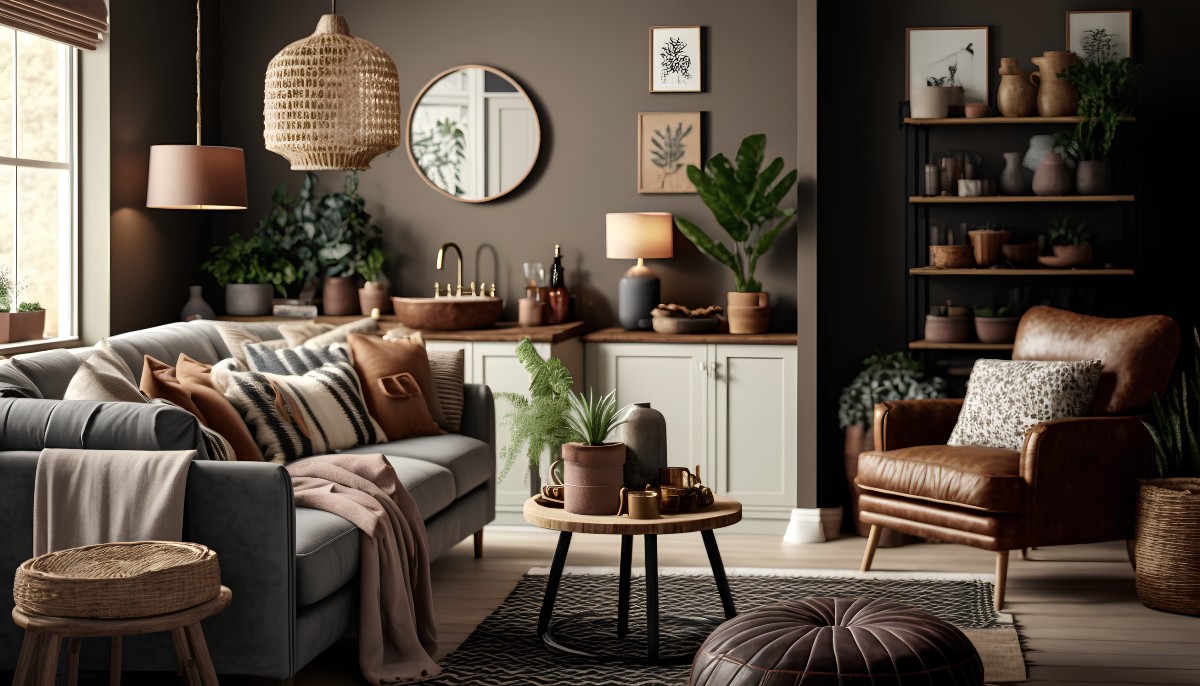Σπίτι με διακόσμηση σε γήινους τόνους