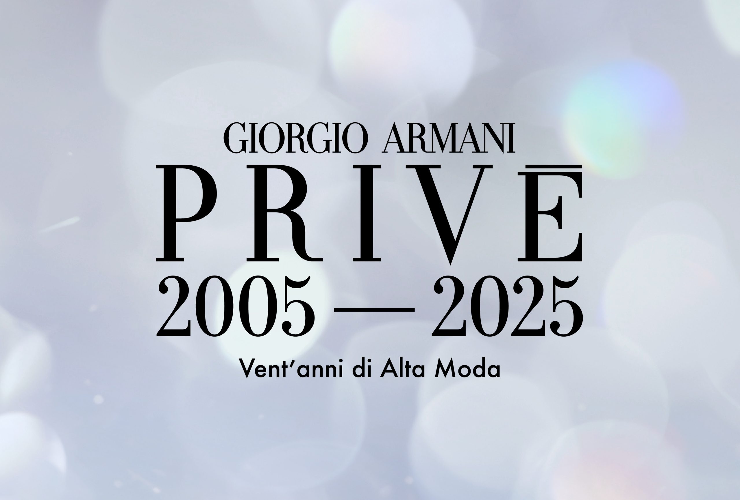 Banner για την έκθεση για τα 20 χρόνια του Giorgio Armani Prive 2005-2025.