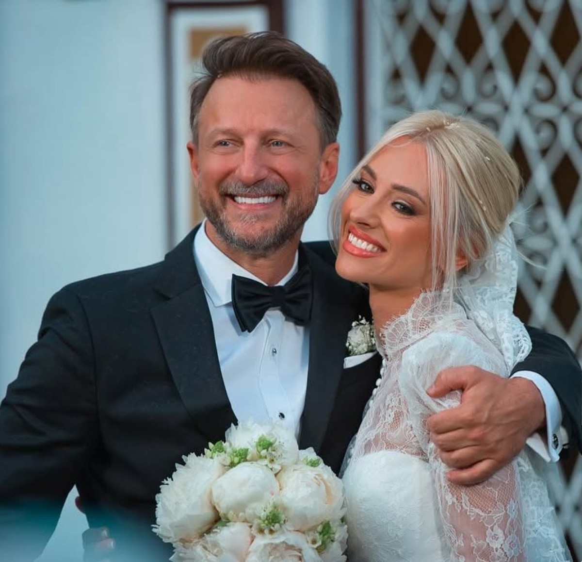 Ο Κώστας Καραφώτης στον γάμο του με την Κάτια Μάνου