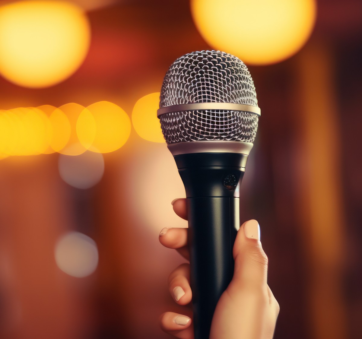 Μικρόφωνο στα χέρια γυναίκας