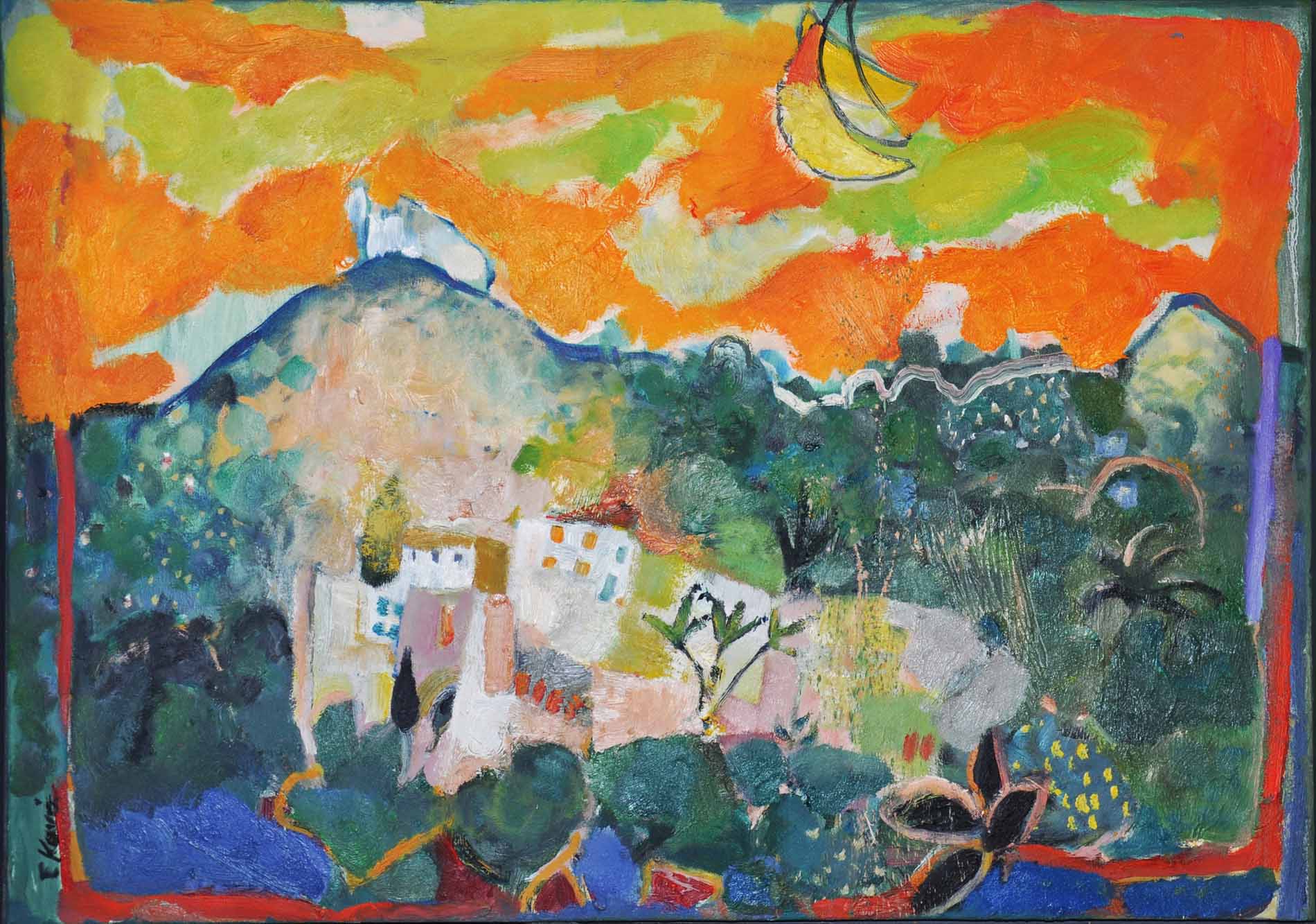 Έργο της Ειρήνης Κανά. Γνέφει στ' αστέρια 70x100 εκ.