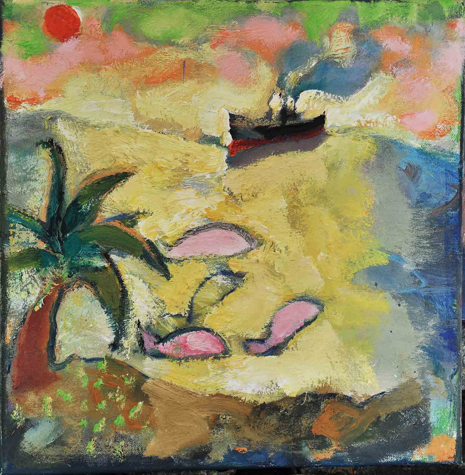 Έργο της Ειρήνης Κανά, Μικρό καραβάκι, 40x40εκ.